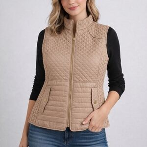Women's beige vest, size 2X, casual style with soft lining